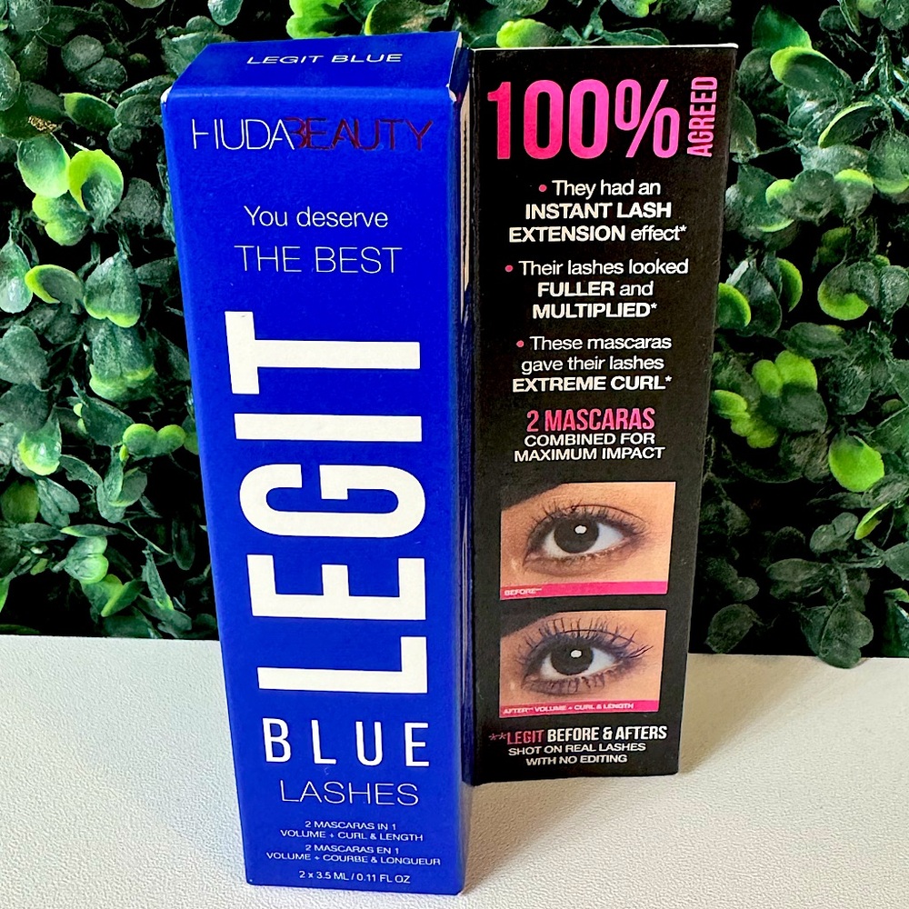 HUDABEAUTY Legit Blue Mascara (Travel Size) (2 x 3.5ml) New